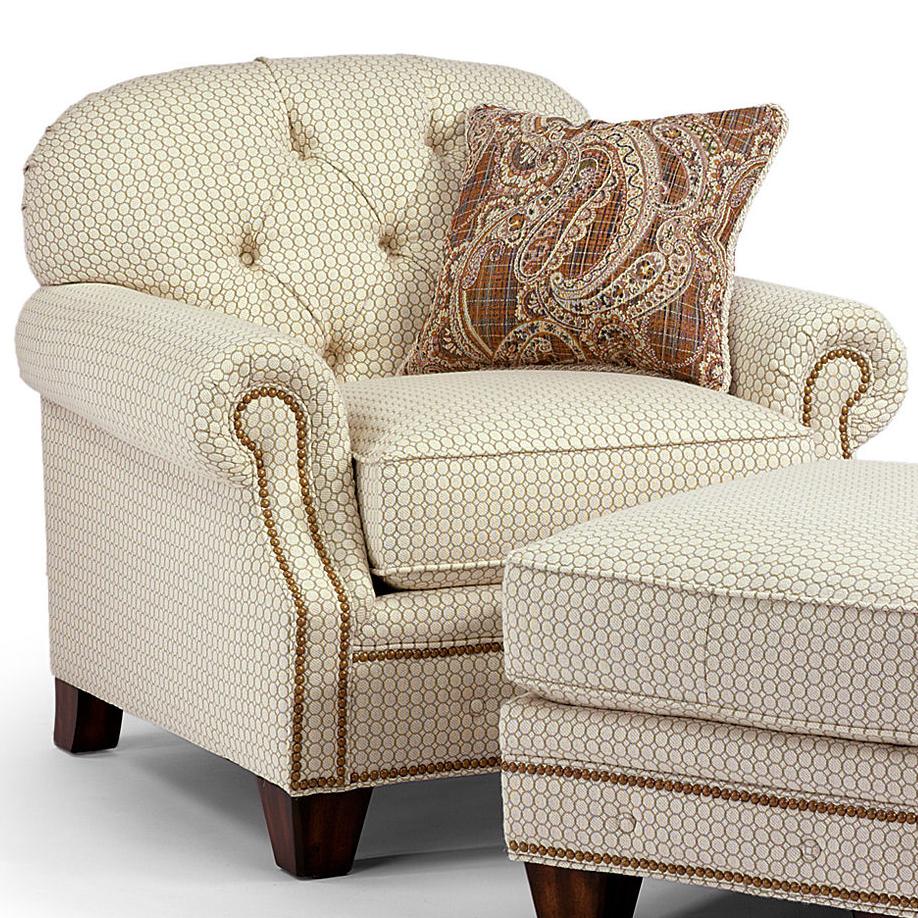 Flexsteel Champion Transitinal ButtonTufted Chair with Rolled Arms and Nailheads Conlin's